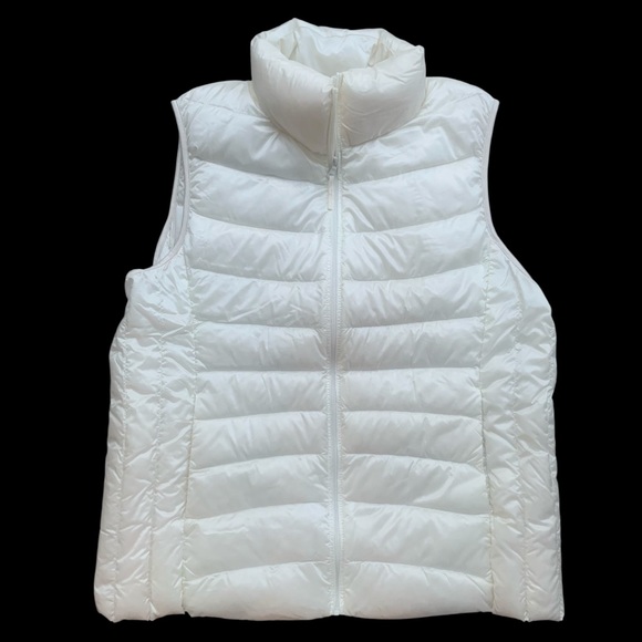 Uniqlo Vest Off White Ultra Light Down Full Zip Water Defender Women’s Size XL - Picture 1 of 8